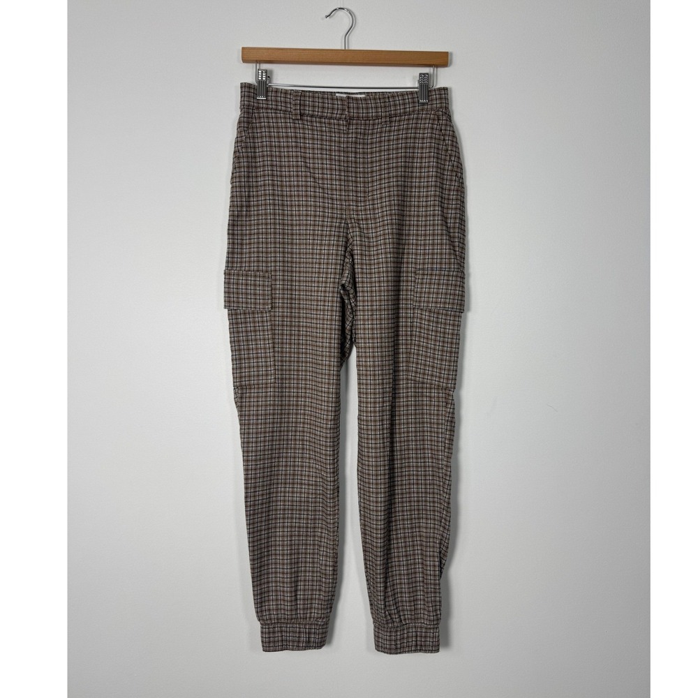 Dark Academia Hollister Womens S Plaid Cargo Joggers Brown Ultra High Rise Pants